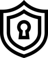 A black and white shield with a keyhole vector