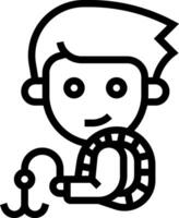 A boy with a fishing rod and a hook vector