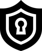 A black and white shield with a keyhole vector