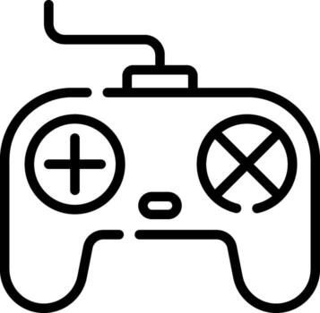 A black and white outline of a game controller vector