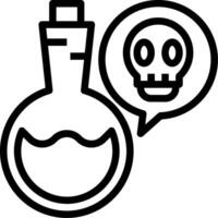 A black and white image of a flask with a skull vector