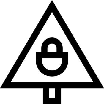 A black and white image of a triangle with a lock on it vector