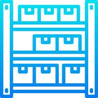 A blue icon of a shelf with boxes vector