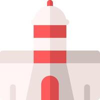 A red and white lighthouse on a white background vector