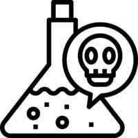 A black and white image of a laboratory flask with a skull vector