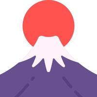 An illustration of a mountain with a red sun vector