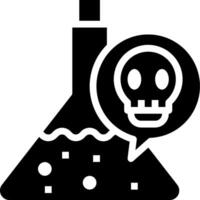 A black and white image of a laboratory flask with a skull vector