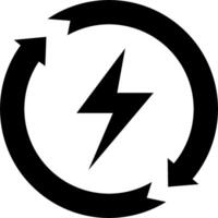 An electric circle with a lightning bolt in the middle vector