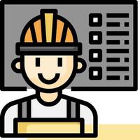 A construction worker with a hard hat and a clipboard vector