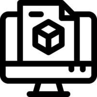 A computer monitor with a cube on it vector