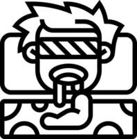 A black and white outline of a man with a mask on vector