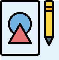 A pencil and a paper with a triangle on it vector