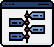 A computer screen with a line of blue and red arrows vector