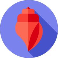 A red shell icon on a blue background vector