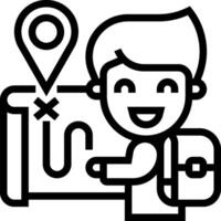 A man with a backpack and map marker vector