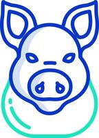 A pig head icon with a blue background vector