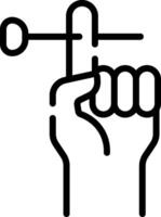A hand holding a button and pointing to it vector