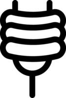A black and white icon of a light bulb vector