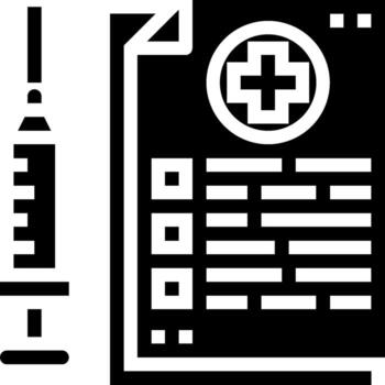 A syringe and a paper with a cross on it vector