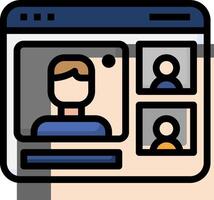 A person is on a computer screen with a chat vector