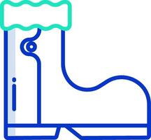A boot with a blue and green outline vector