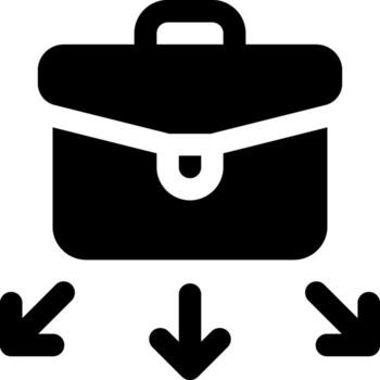 A briefcase with arrows pointing to it vector