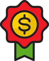 A dollar sign icon on a red ribbon vector