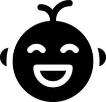 A black and white icon of a smiling baby vector