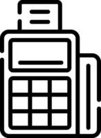 A black and white image of a calculator vector