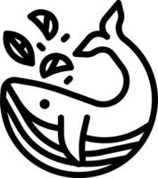 A whale is eating a fish in a line drawing vector
