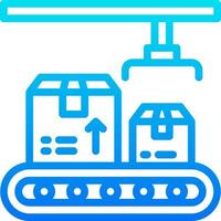 A blue icon of a forklift with boxes on it vector