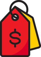A red and yellow price tag with a dollar sign vector