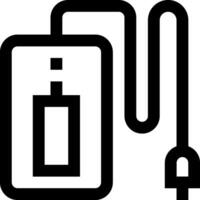 A black and white image of a charger and cable vector