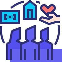 A hand is giving out a heart to a group of people vector