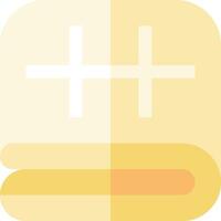 A yellow and white icon with a cross on it vector