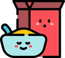 A bowl of cereal and a box of cereal vector