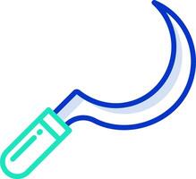 A blue and green knife with a handle vector