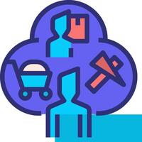 A cloud with icons of people and items vector