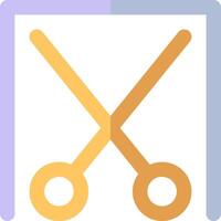 A pair of scissors is shown in a square vector
