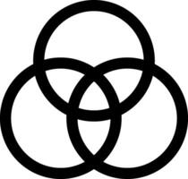 A black and white image of three circles vector
