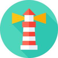 A lighthouse icon with a long shadow vector