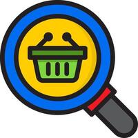 Magnifying basket icon vector