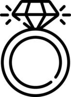 An outline of a diamond ring vector