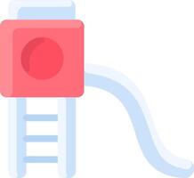 A red and white slide with a ladder vector
