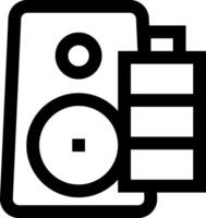 A black and white image of a speaker with a battery vector