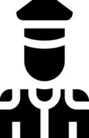 A black and white icon of a man in a uniform vector