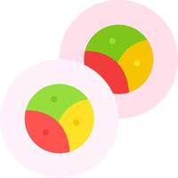 Two colorful circles with different colored circles on them vector