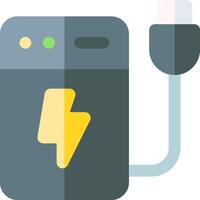 A flat icon of a battery and a lightning bolt vector
