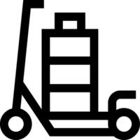 A black and white image of a scooter with a bag on it vector