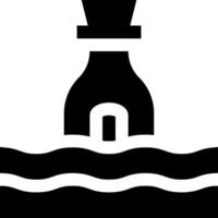 A black and white image of a tower in the water vector